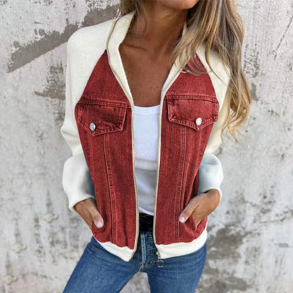🔥Nová módní dámská kreativní džínová bunda Splicing Jacket