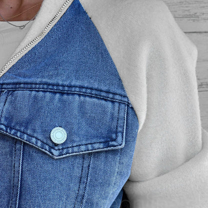 🔥Nová módní dámská kreativní džínová bunda Splicing Jacket