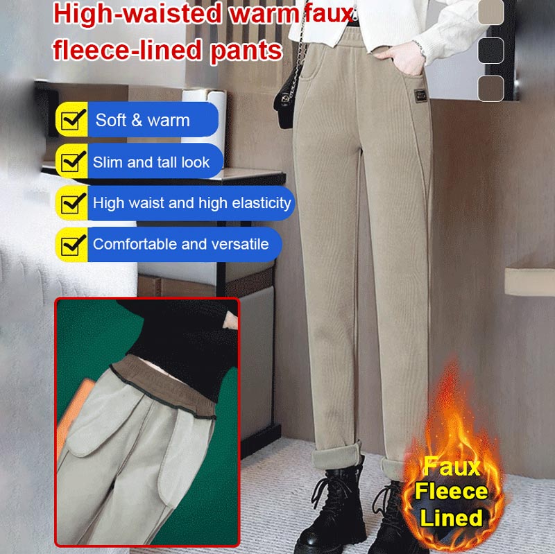 🔥 50 % RABAT! 💫 VARME DAMEBUKSER – Høj talje og fleecefor, optimal komfort til vinteren, ideelle til sport og fritid ❄️👖