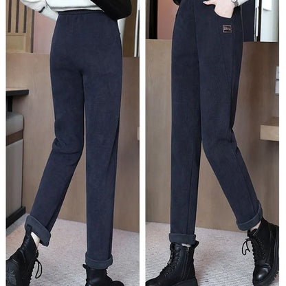 🔥 50 % RABAT! 💫 VARME DAMEBUKSER – Høj talje og fleecefor, optimal komfort til vinteren, ideelle til sport og fritid ❄️👖
