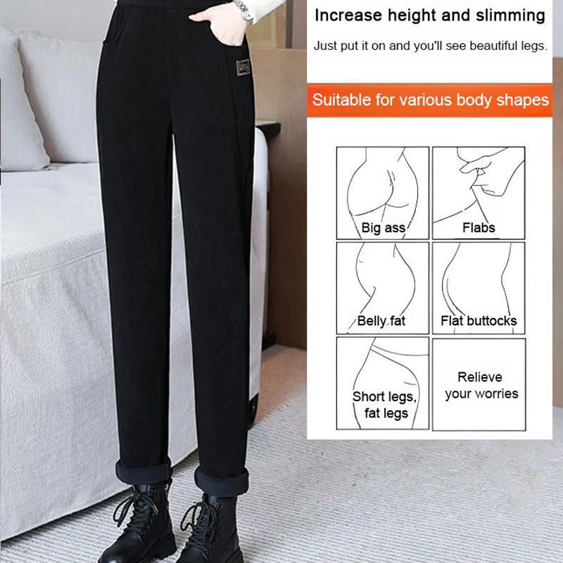 🔥 50 % RABAT! 💫 VARME DAMEBUKSER – Høj talje og fleecefor, optimal komfort til vinteren, ideelle til sport og fritid ❄️👖