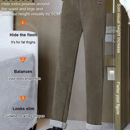 🔥 50 % RABAT! 💫 VARME DAMEBUKSER – Høj talje og fleecefor, optimal komfort til vinteren, ideelle til sport og fritid ❄️👖