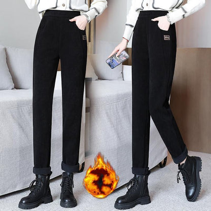 🔥 50 % RABAT! 💫 VARME DAMEBUKSER – Høj talje og fleecefor, optimal komfort til vinteren, ideelle til sport og fritid ❄️👖
