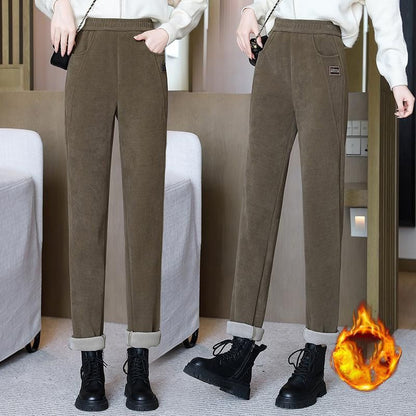 🔥 50 % RABAT! 💫 VARME DAMEBUKSER – Høj talje og fleecefor, optimal komfort til vinteren, ideelle til sport og fritid ❄️👖