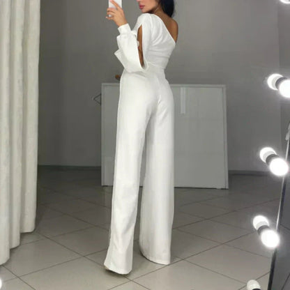 Azlina - One Shoulder Flared Jampsuit
