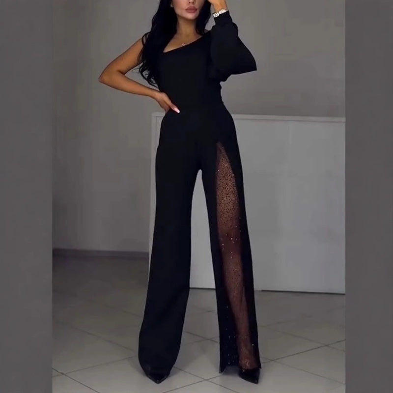 Azlina - One Shoulder Flared Jampsuit
