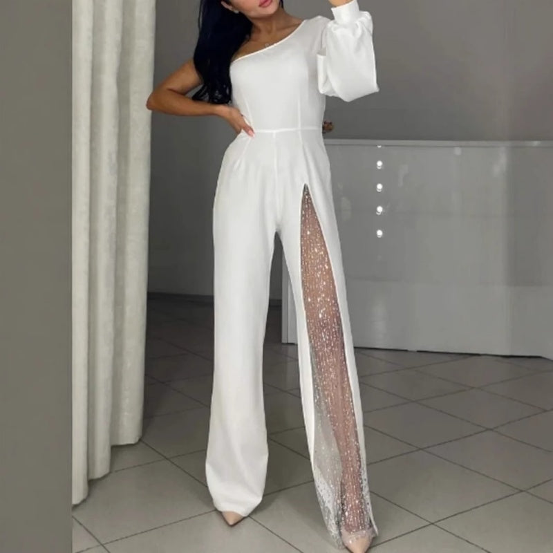 Azlina - One Shoulder Flared Jampsuit