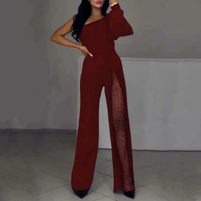 Azlina - One Shoulder Flared Jampsuit