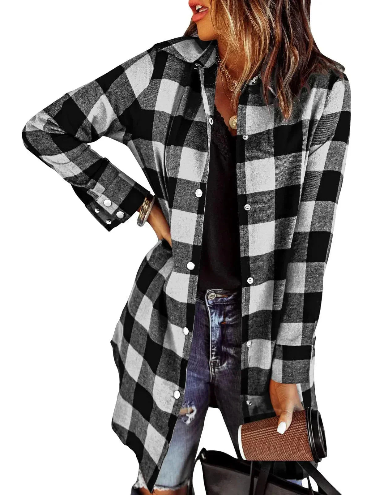 Damen Karierte Jacke | Langarm