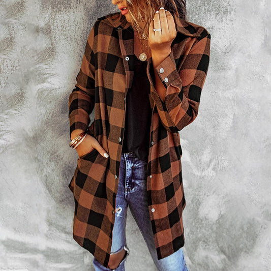 Damen Karierte Jacke | Langarm