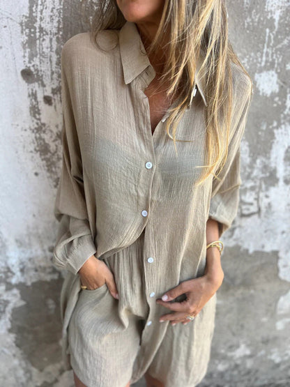 Lorelie - Set Due Pezzi Con Camicia e Pantaloncini a Maniche Lunghe
