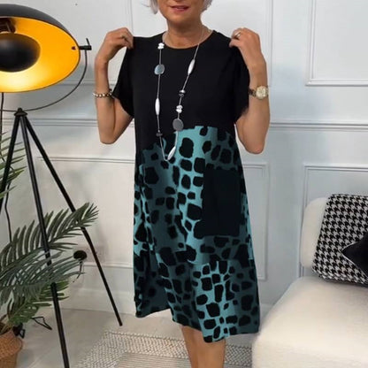 Hansine - Vestido Largo Com Decote Redondo e Mangas Curtas