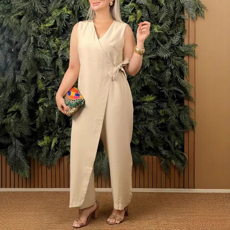 Mexina | Dames jumpsuit zonder mouwen met gekruiste bandjes – Zomerse casual loose fit