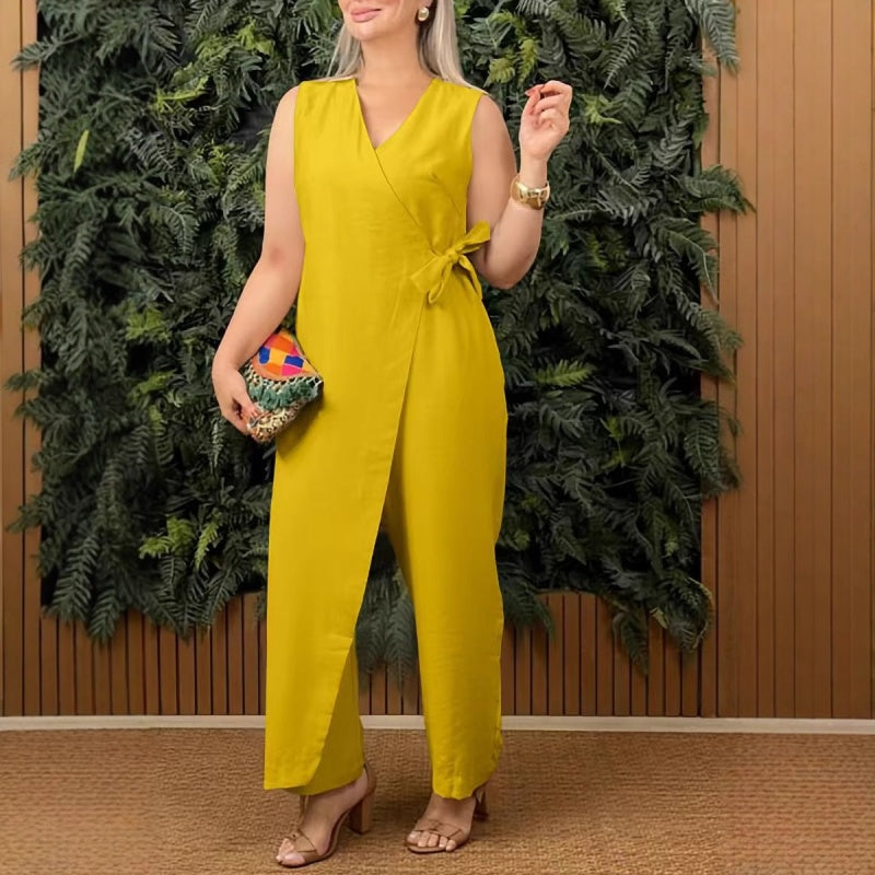 Mexina | Dames jumpsuit zonder mouwen met gekruiste bandjes – Zomerse casual loose fit