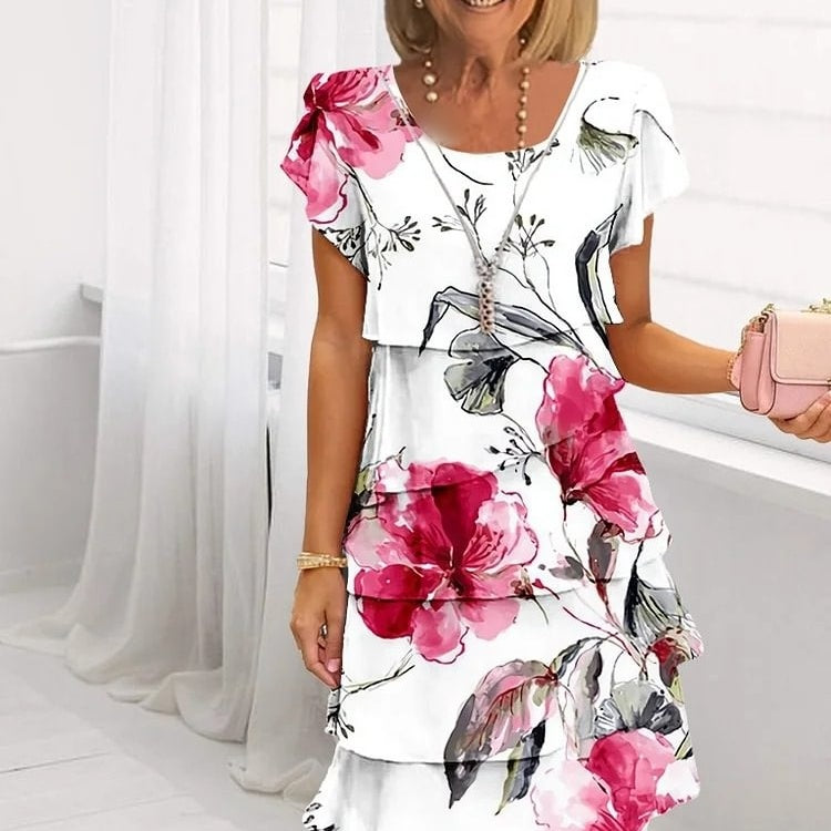 Geblümtes Wasserfall-Sommerkleid mit verstellbaren Trägern – Leona