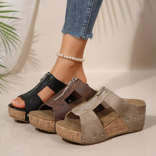 Elegante orthopädische offener Zehenschuh mit Keilabsatz für einen trendigen Stil - Roborro