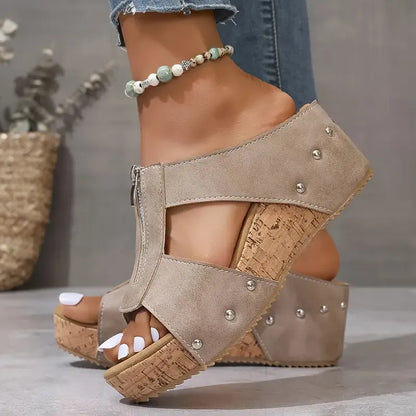 Elegante orthopädische offener Zehenschuh mit Keilabsatz für einen trendigen Stil - Roborro