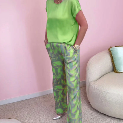 Ensemble Femme 2 Pièces Top et Pantalon Large Imprimé pour Style Chic Confortable