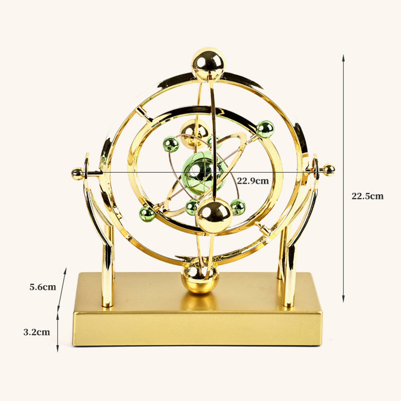 Celesto | Kinetische Design Sculptuur – Bewegend Perpetuum Mobile in Goud & Metaal