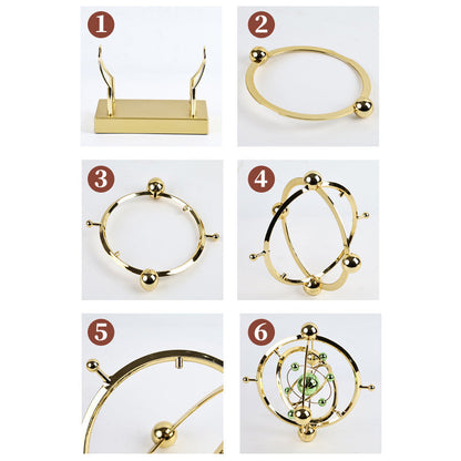 Celesto | Kinetische Design Sculptuur – Bewegend Perpetuum Mobile in Goud & Metaal