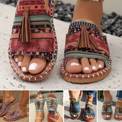 Trendige Schlittschuh-Sandalen mit Boho-Muster für Damen - Roborro
