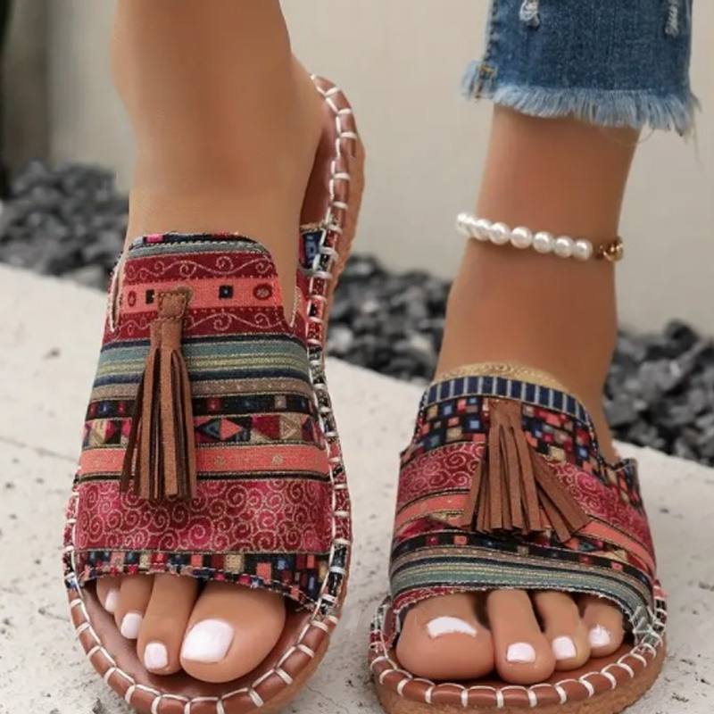 Trendige Schlittschuh-Sandalen mit Boho-Muster für Damen - Roborro