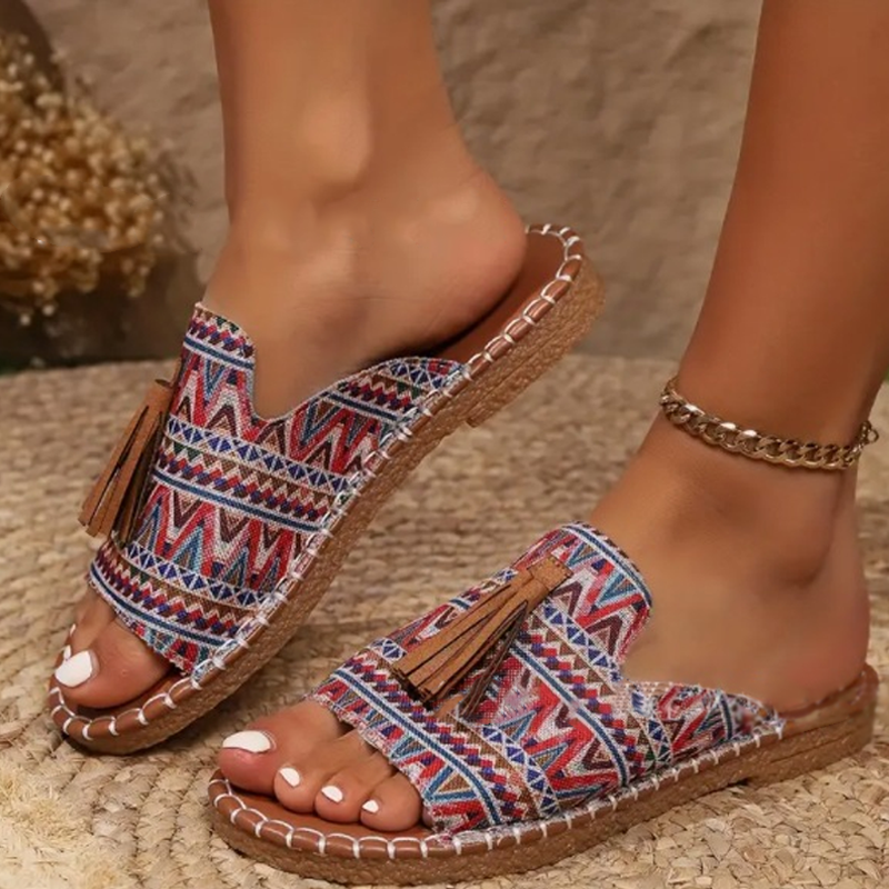 Trendige Schlittschuh-Sandalen mit Boho-Muster für Damen - Roborro