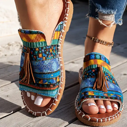 Trendige Schlittschuh-Sandalen mit Boho-Muster für Damen - Roborro