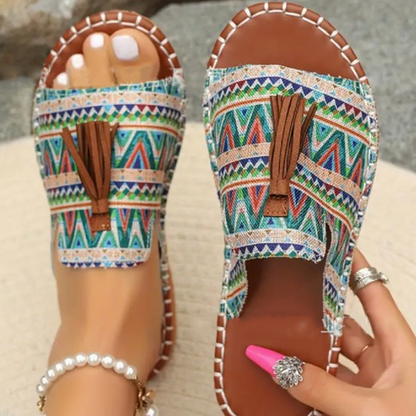 Trendige Schlittschuh-Sandalen mit Boho-Muster für Damen - Roborro