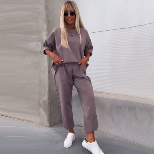 Ilina - Ensemble Deux Pièces Haut à Manches Courtes et Pantalon