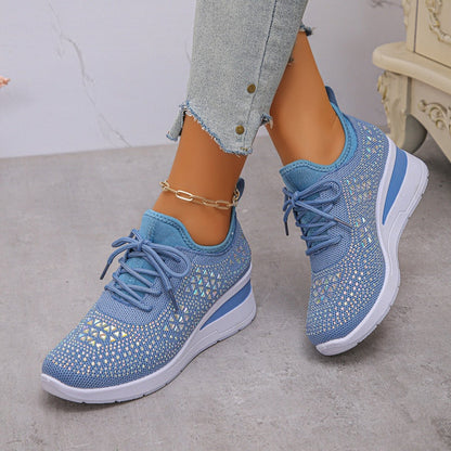 Women's Orthopedic Sneakers with Arch Support and Rhinestones – Comfortable Lightweight Walking Shoes