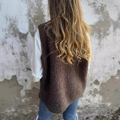 Women's Cozy Autumn Button-Down Vest, Short & Warm