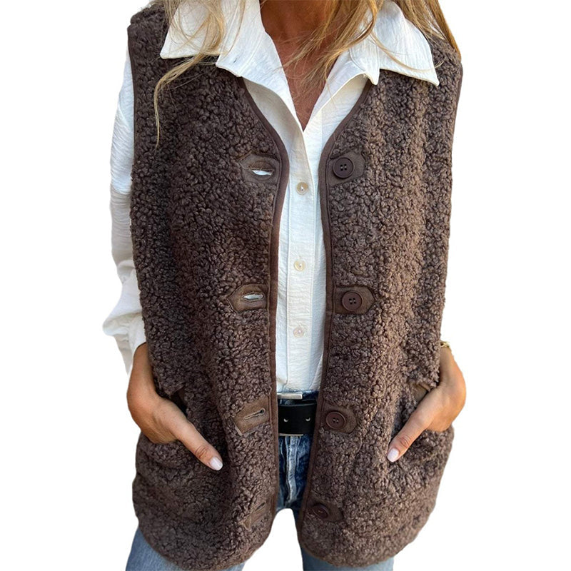 Women's Cozy Autumn Button-Down Vest, Short & Warm