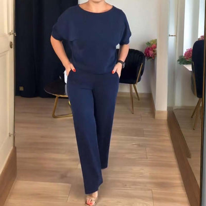 Elegant 3-delt sett som består av en lang cardigan, en topp og en bukse