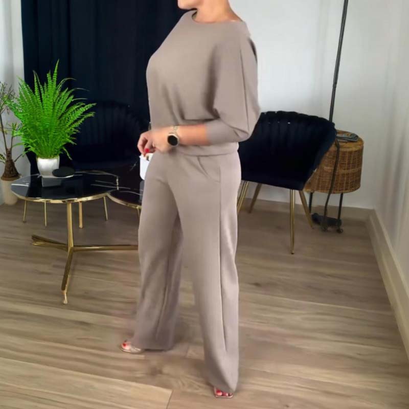 Elegant 3-delt sett som består av en lang cardigan, en topp og en bukse