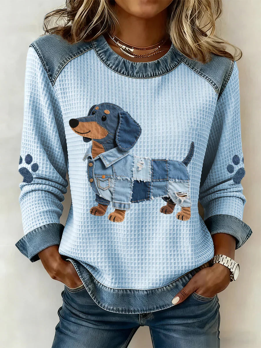 Bella | Patchwork Sausage Dog Jumper