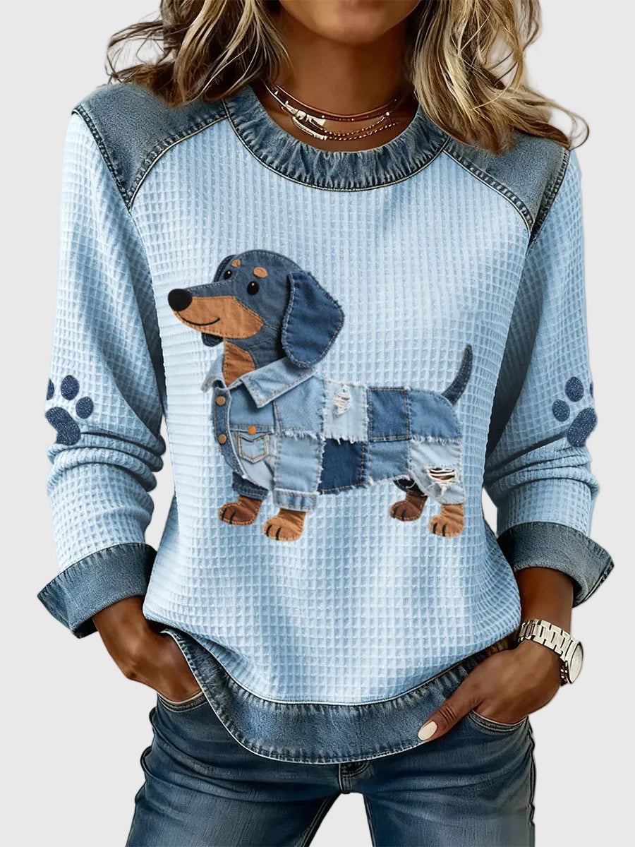 Nuria - Elbűvölő tacskó patchwork farmerrel