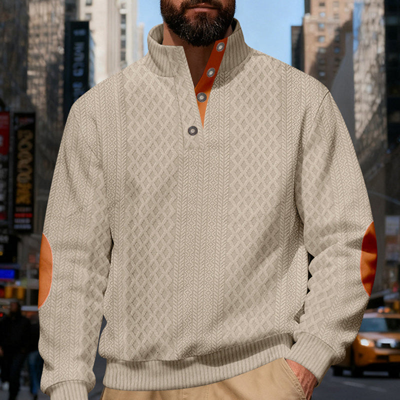 Sweat-shirt Col Jacquard Texturé
