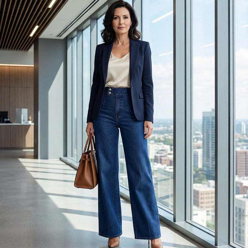 Eliba | Hoch taillierte Jeans mit weitem Bein