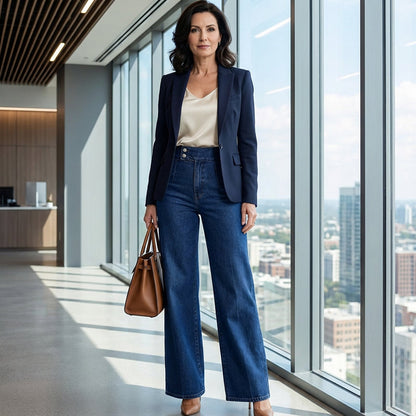 Eliba | Hoch taillierte Jeans mit weitem Bein