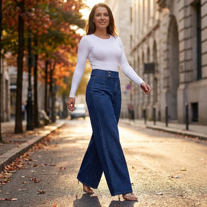 Eliba | Hoch taillierte Jeans mit weitem Bein