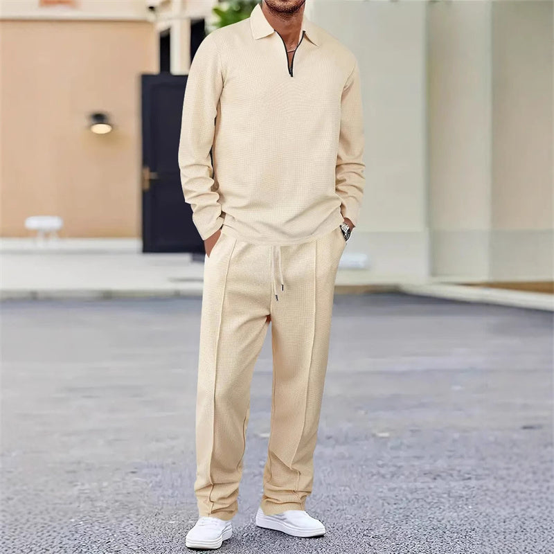 Lennard | Strukturiertes Waffelstrick Set mit Gerader Hose