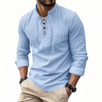 Jorgo | Klassisches Herren-Langarmshirt mit Schnürdetail