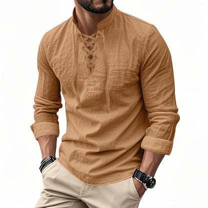 Jorgo | Klassisches Herren-Langarmshirt mit Schnürdetail