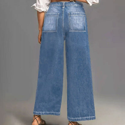 Rexelle™ - Jean Femme Taille Haute Coupe Large Denim Confort & Style Moderne