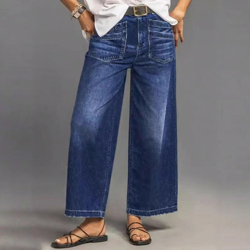 Rexelle™ - Jean Femme Taille Haute Coupe Large Denim Confort & Style Moderne