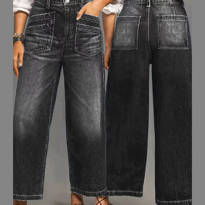 Rexelle™ - Jean Femme Taille Haute Coupe Large Denim Confort & Style Moderne