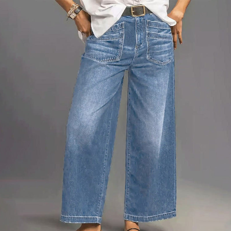Rexelle™ - Jean Femme Taille Haute Coupe Large Denim Confort & Style Moderne
