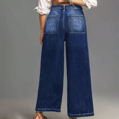 Rexelle™ - Jean Femme Taille Haute Coupe Large Denim Confort & Style Moderne