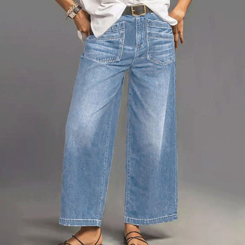 Rexelle™ - Jean Femme Taille Haute Coupe Large Denim Confort & Style Moderne